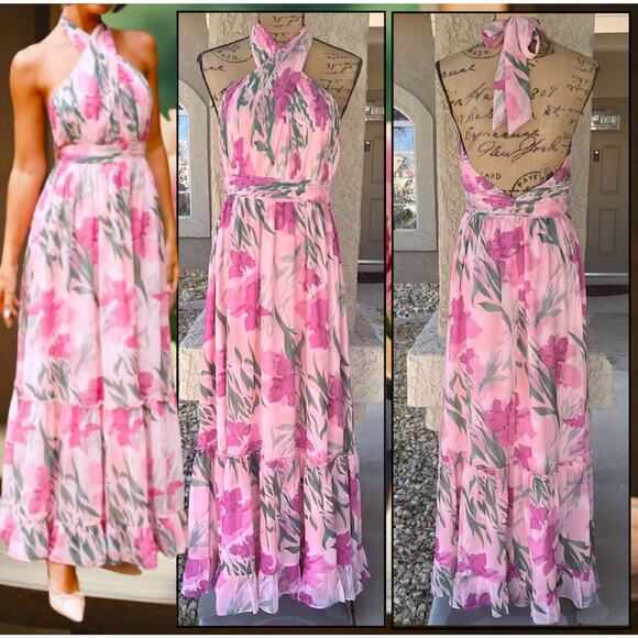Petal & Pup Pink Floral Maxi Dress - Picture 1 of 10